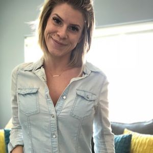 Light wash chambray button-up